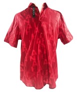 ALFANI Men&#39;s Button Up Collar Shirt Short Sleeve Graphic Print Red XL $55 - £21.23 GBP