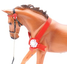 Show Halter with Lead Rope, Red or Blue Sash &amp; Rosette for Classic sized Model H - £12.02 GBP
