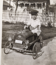 Antique Photograph Boy on Early Spoked Wheel Pedal Car - $8.95