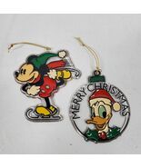 Vintage Christmas Ornaments Mickey &amp; Donald 3.5 Inch Hard Plastic - $354.34 MXN