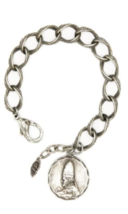 Bella Rose Jewelry - Vintage Silver Chain Bracelet with Old Holy Medal - £93.97 GBP