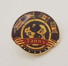 Tann&#39;s Globe Flags Vintage Colorful Enamel Lapel Hat Vest Pin Pinchback - £13.29 GBP