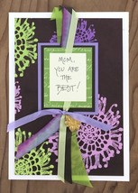 Mom You Are the Best Gold Flower on Cocoa Floral Print Greeting Card - £7.99 GBP