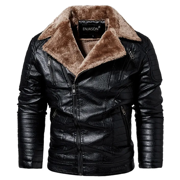 2025 Winter Men&#39;s Fashion Leather Jacket Men&#39;s Motorcycle Slim Fit Jacket-X - $1,597.83 MXN