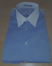 FORSYTH OF CANADA MEN&#39;S LS BLUE DRESS SHIRT W/WHITE COLLAR-NWT-$85-CUFF ... - $28.99