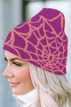 Rose Halloween Cobweb Pattern Woolen Hat - £8.69 GBP