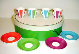 Kate Spade Collins Stripe Demitasse Cup &amp; Saucer Service for 4 MultiColo... - £39.07 GBP