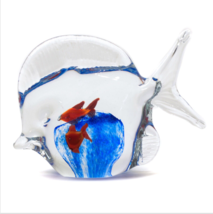 Vintage Paperweight Art Glass Fish With Fishes Inside Blue Red 5&quot; - £11.66 GBP