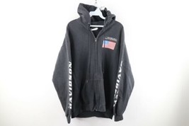 Vintage 90s Harley Davidson Mens Large Faded Spell Out USA Flag Full Zip Hoodie - £119.39 GBP
