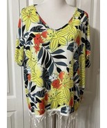 Size 3XL Shoreline Tunic Colorful Floral Boho Bohemian Top Shirt Fringe ... - $276.76 MXN