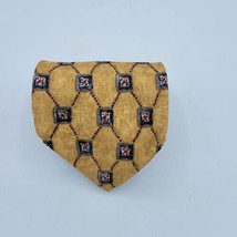 Robert Talbott Tie - Yellow And Blue Geometric Silk Necktie 58&quot; x 4&quot; Vin... - £8.78 GBP