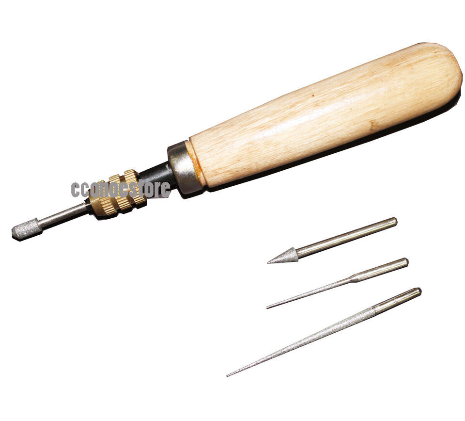 4pc Pro Diamond Reamers Set Wood Handle Bead Pearl Jewelry Beading - $11.26