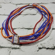 Multi Strand Seed Bead Necklace Southwestern Look Multi-Color  - £12.39 GBP