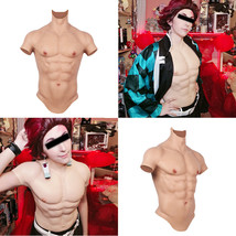 Silicone Muscle Chest Realistic Fake Male Torso Cosplay Costumes Superhero - £97.36 GBP