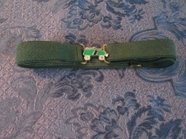 Vintage Green Enamel Roller Skate Elastic Belt Clasp &amp; Belt  - $19.90