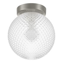 Hampton Bay Walsh 8&quot; 1-Light Brushed Nickel Flush Mount w/ Prismatic Glass Shade - $32.57