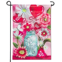 ANLEY Be Mine Mason Jar Garden Flag Double Sided &amp; Stitched Cloth 12.5 x 18 In - £6.27 GBP