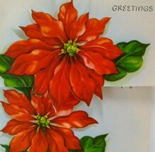 Mid Century Modern Christmas Greeting Card Diecut Poinsettias Diamond Li... - $8.90