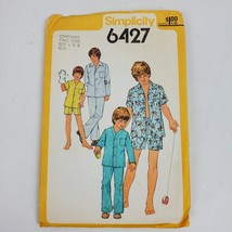 Vintage 1977 Simplicity 6427 Sewing Pattern Children Pajamas Size 6 &amp; 8 - $11.30