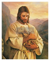 Jesus Carrying A Lost Lamb Christian Art Painting 8X10 Photo - $11.32