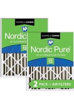Nordic Pure 20x25x4 MERV 13 Pleated Plus Carbon AC Furnace Air Filters 2... - £70.85 GBP
