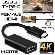 Type C Usb C To Hdmi 4K Adapter Cable For Samsung Galaxy S9 S20 S8 Macbo... - £15.73 GBP
