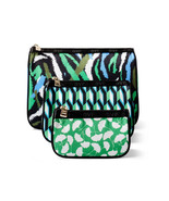 Diane Von Furstenberg 3 Travel Pouch Bag 3 Size Set Green &amp; Black Geo &amp; ... - $39.56