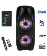 beFree Dual 10&quot; Subwoofer Portable Bluetooth PA DJ Party Speaker w Mic W... - £93.90 GBP