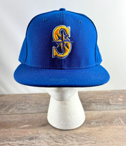 Seattle Mariners New Era 5950 Fitted Baseball Hat Blue On-Field Size 7 5/8 - $39.59