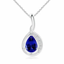 ANGARA 7x5mm Natural Tanzanite and Diamond Loop Pendant Necklace in Silver - £147.77 GBP+