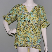 NWT Womens Cynthia Cynthia Rowley Yellow/Green Floral Top Shirt Sz M Medium - £15.86 GBP