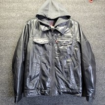 Levi’s classic hooded Faux Leather Sherpa trucker jacket Sz S - £53.25 GBP