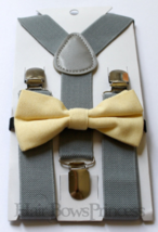 Kids Boys Baby,gray Suspenders,pale yellow bow tie 6months-5T,Ring beare... - $9.41