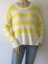 NEW C&amp;C CALIFORNIA White w/Yellow Stripes Pullover Long Sleeve Sweater (... - £19.77 GBP