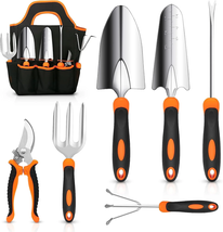 7 PC Garden Tool Set with Non-Slip Rubber Grip, Storage Tote Bag, Hand Tools - £28.51 GBP