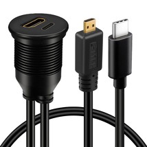 Micro Hdmi Male To Hdmi Female &amp; Type C 3.1 Male To Female Car Flush Mount Cable - £25.13 GBP