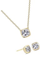 3-4 Ct Cubic Zirconia Stud Earrings and Necklace - £143.90 GBP
