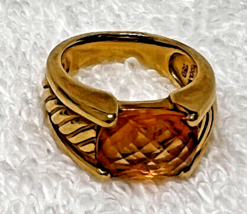 David Yurman 18Kt Gold Citrine Cable Ring Sz 7.5 Side Rope Detail Great ... - $1,237.50