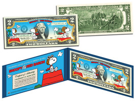 P EAN Uts Snoopy Vs Red Baron Legal Tender Us $2 Bill * Licensed * Charlie Brown - £10.97 GBP