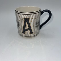 ANTHROPOLOGIE BISTRO TILE MARGOT MUG CUP INITIAL &quot; A &quot; TEA COFFEE MONOGRAM - $12.38