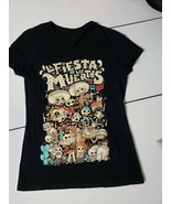 Day of the Dead Dia de los Muertos Womens JRS Fitted Black Tee Size Smal... - $13.52 CAD