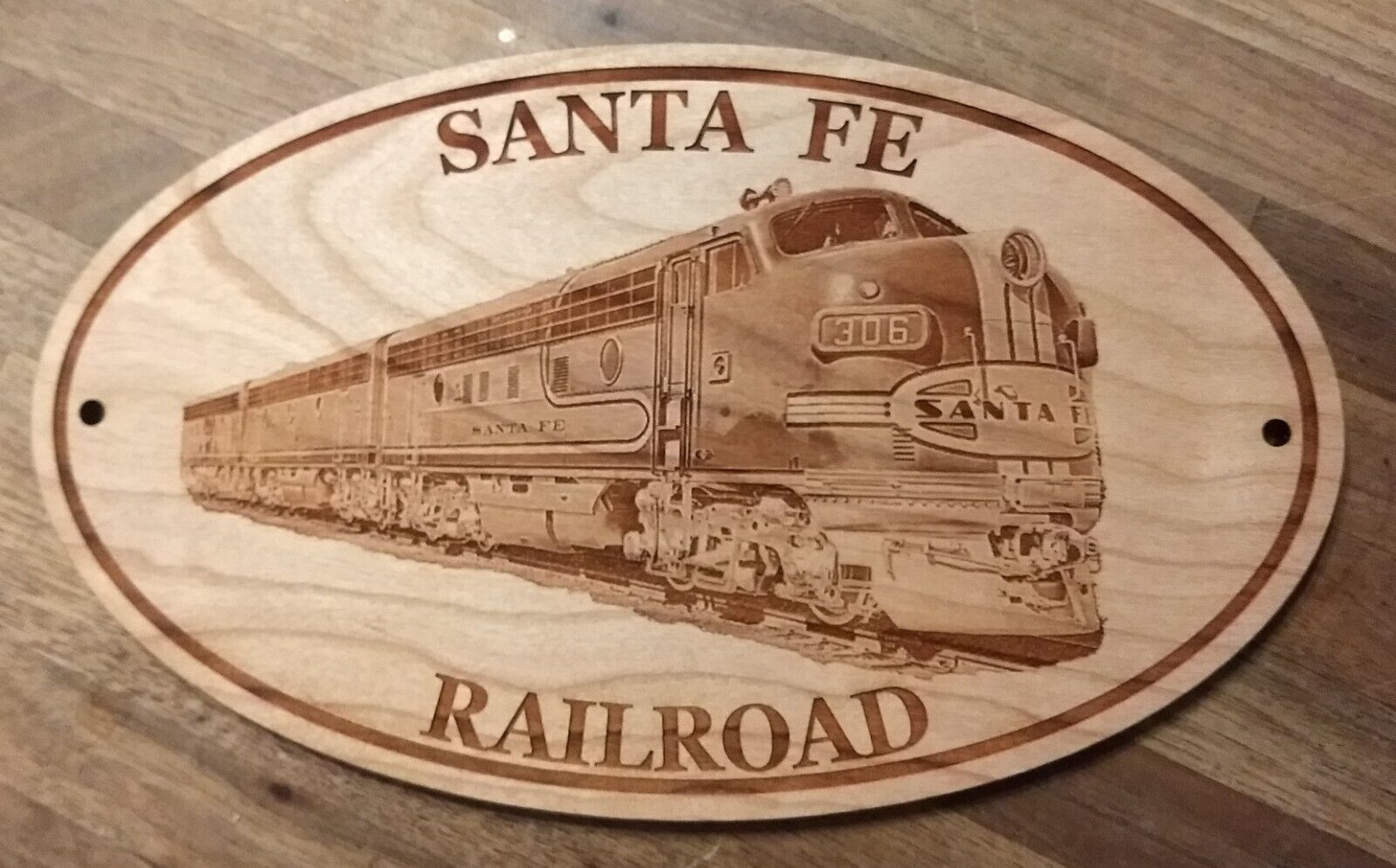 Primary image for SANTA FE RAILROAD SIGN | Engraved Locomotive | Train Sign | Can Be Personalized