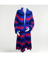 Crochet Grannycore Coat XL Cardigan Handmade Afghan Chevron Rainbow Red ... - €69,23 EUR