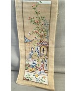 Vintage Chinese Needlepoint Panel Unfinished Embroidery Asian Scene Flor... - $24.68 CAD