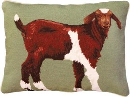 Throw Pillow Needlepoint Billy Goat Standing Right 16x20 20x16 Sage Green - £230.18 GBP