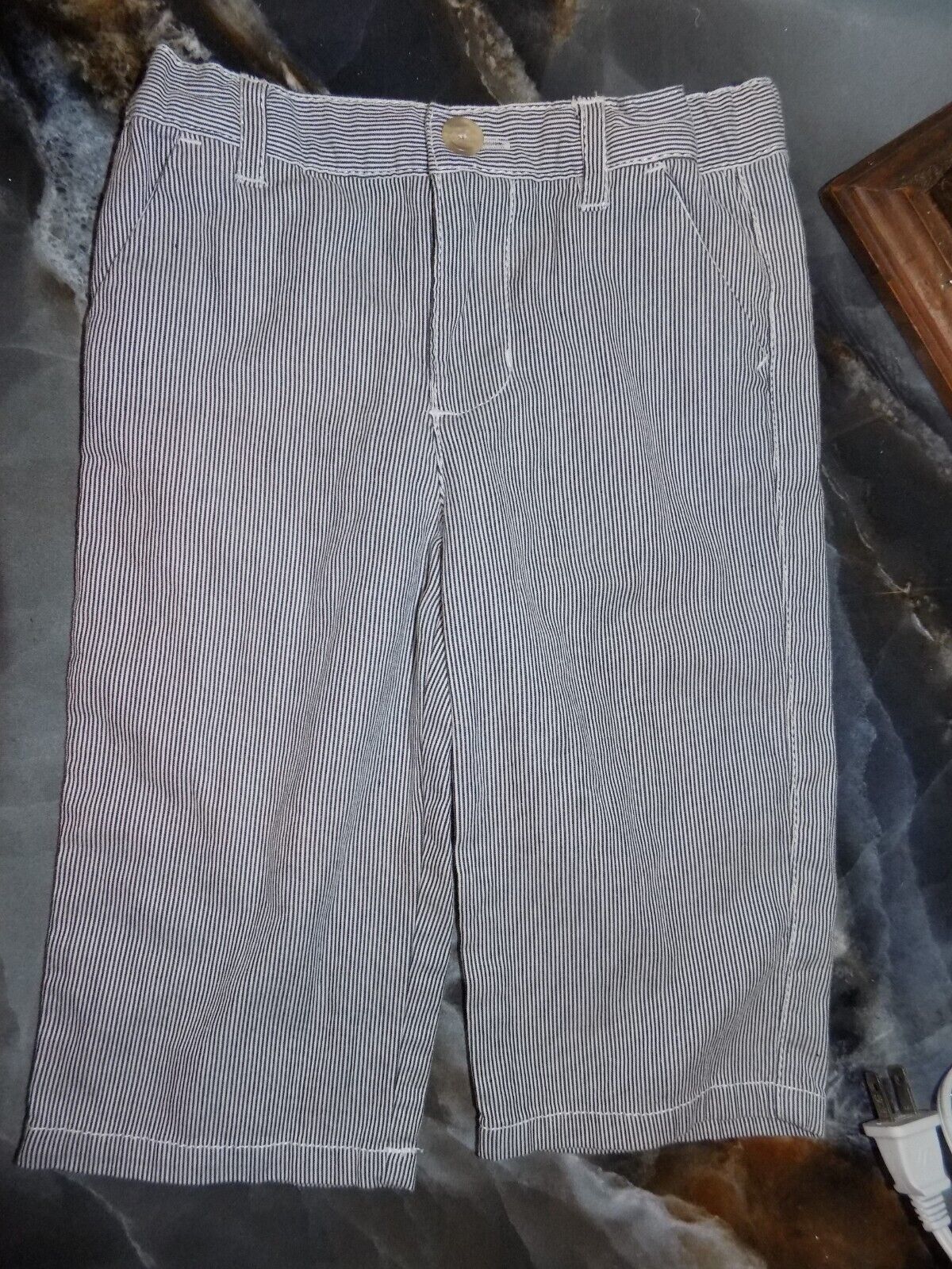 Kitestrings Dark Blue Striped Seersucker Pants Size 6-9 months Boy&#39;s - £15.06 GBP