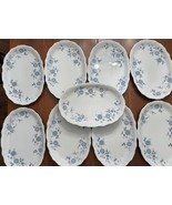Vtg Seltmann Weiden 9 Pc Small Oval Platters W. Germany Blue Floral Porc... - $1,616.92 MXN