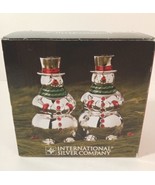 International Silver Co Holiday Cheer Red Green Snowmen Salt &amp; Pepper Sh... - £14.38 GBP