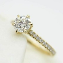 Vintage 18ct Yellow Gold Over Sapphire Solitaire Accents Engagement Ring... - €35,49 EUR
