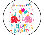 30 HAPPY BIRTHDAY ELEPHANTS ENVELOPE SEALS STICKERS LABELS TAGS 1.5&quot; ROUND - $7.89